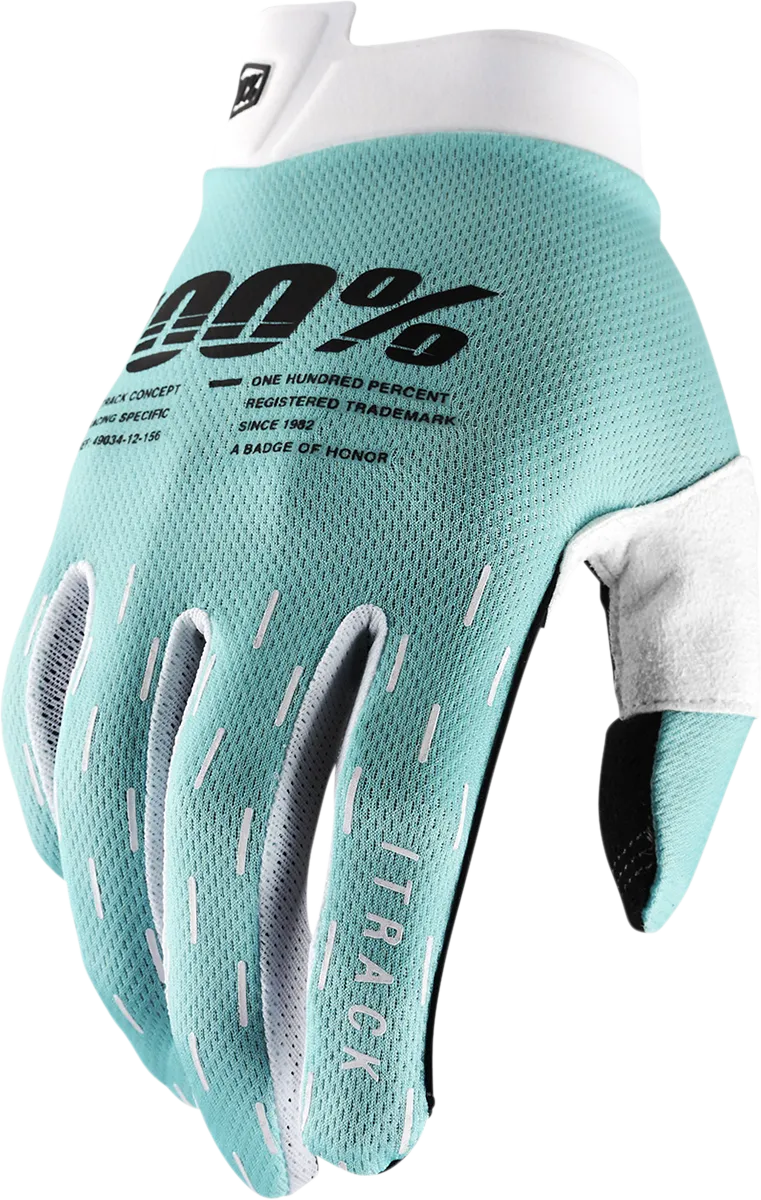 100% iTrack Gloves - Aqua - Medium 10008-00001