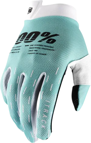 100% iTrack Gloves - Aqua - Medium 10008-00001