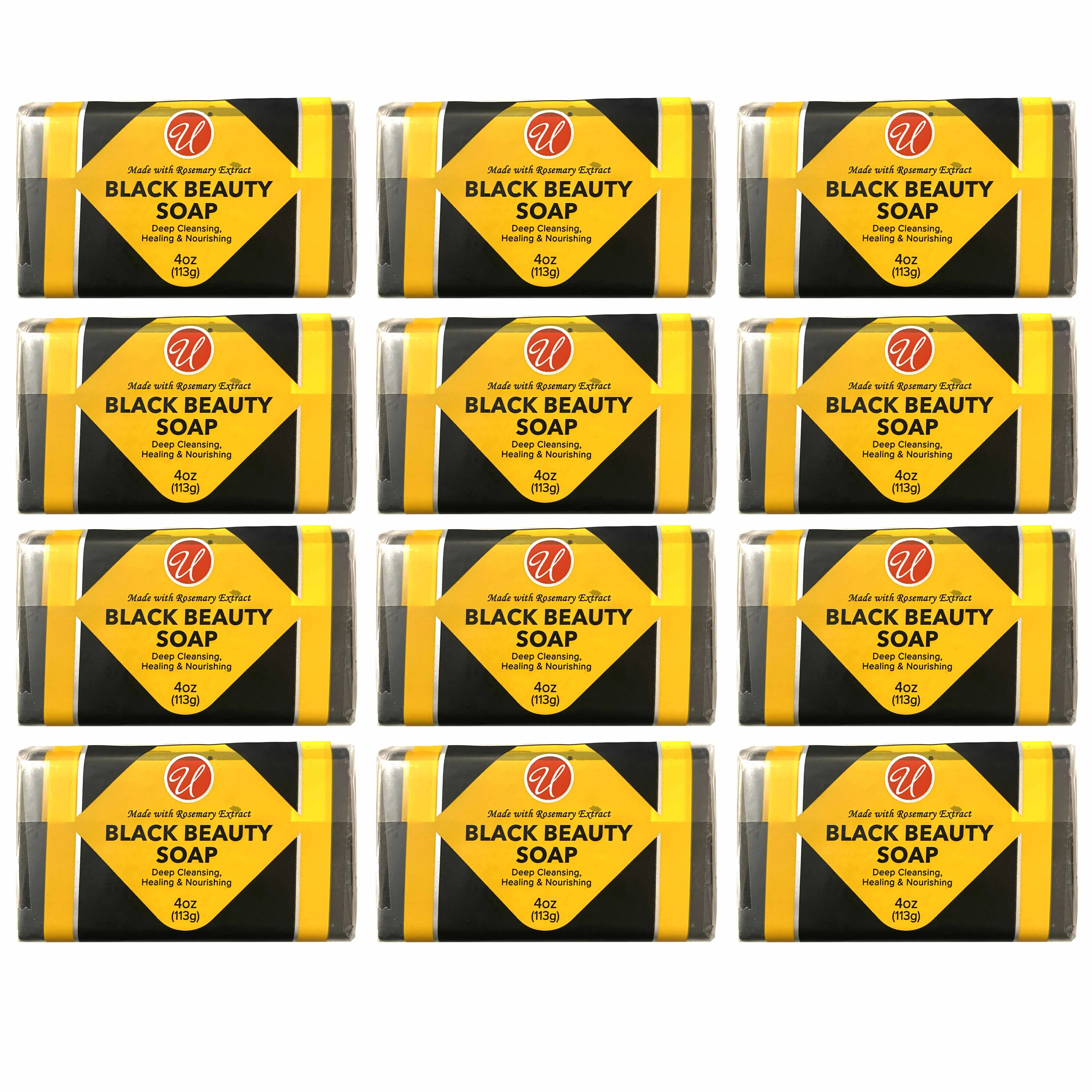 12 Pc Bulk Beauty Bars African Black Soap Natural Rosemary Extract Skin Care 4oz
