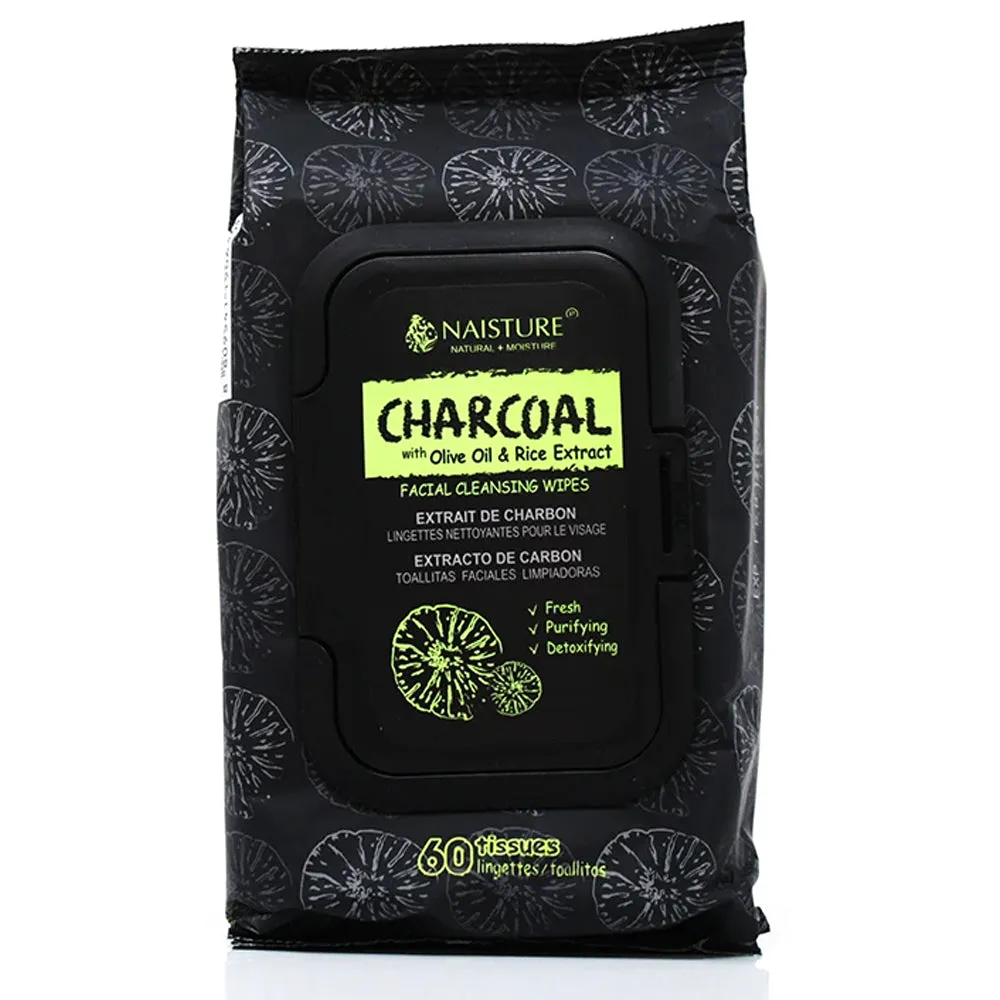 120 Ct Detoxifying Charcoal Facial Cleansing Wipes Face Olive Oil Rice Extract