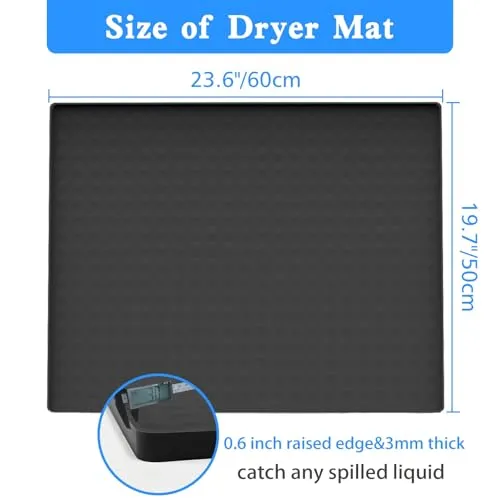 1PC Washer Dryer Cover for The Top, 23.6''x19.7'' Washer and Dryer Top Protector Mat, Non-slip Washing Machine Cover Mat, Silicone Rubber Mat for Laundry Machine & Dryer, Waterproof, Washable, Black