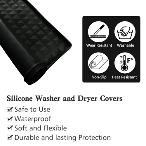 1PC Washer Dryer Cover for The Top, 23.6''x19.7'' Washer and Dryer Top Protector Mat, Non-slip Washing Machine Cover Mat, Silicone Rubber Mat for Laundry Machine & Dryer, Waterproof, Washable, Black