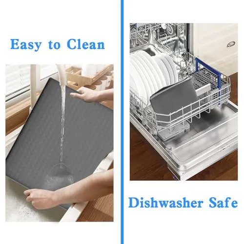 1PC Washer Dryer Cover for The Top, 23.6''x19.7'' Washer and Dryer Top Protector Mat, Non-slip Washing Machine Cover Mat, Silicone Rubber Mat for Laundry Machine & Dryer, Waterproof, Washable, Black