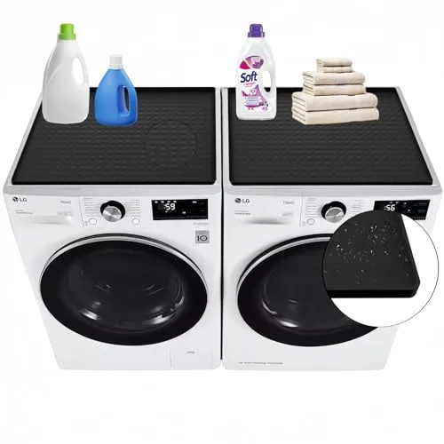 1PC Washer Dryer Cover for The Top, 23.6''x19.7'' Washer and Dryer Top Protector Mat, Non-slip Washing Machine Cover Mat, Silicone Rubber Mat for Laundry Machine & Dryer, Waterproof, Washable, Black