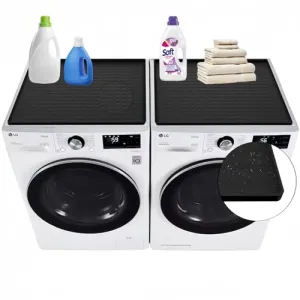 1PC Washer Dryer Cover for The Top, 23.6''x19.7'' Washer and Dryer Top Protector Mat, Non-slip Washing Machine Cover Mat, Silicone Rubber Mat for Laundry Machine & Dryer, Waterproof, Washable, Black