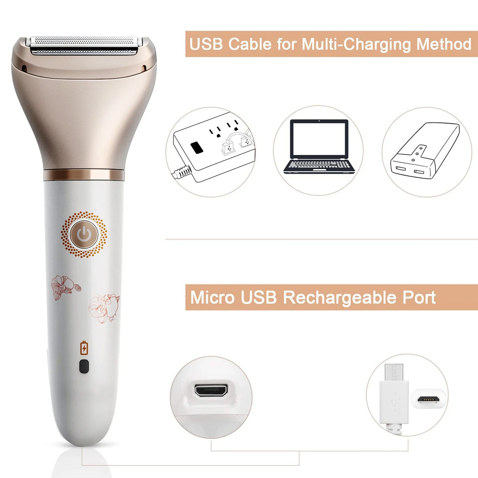 2-in-1 Women's Hair Removal Device | Electric Shaver & Facial Epilator | USB Rechargeable | Waterproof