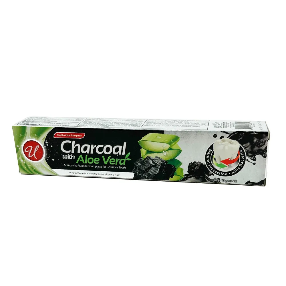 2 Pack Charcoal Toothpaste Aloe Vera Anti Cavity Fluoride Sensitive Teeth Gums