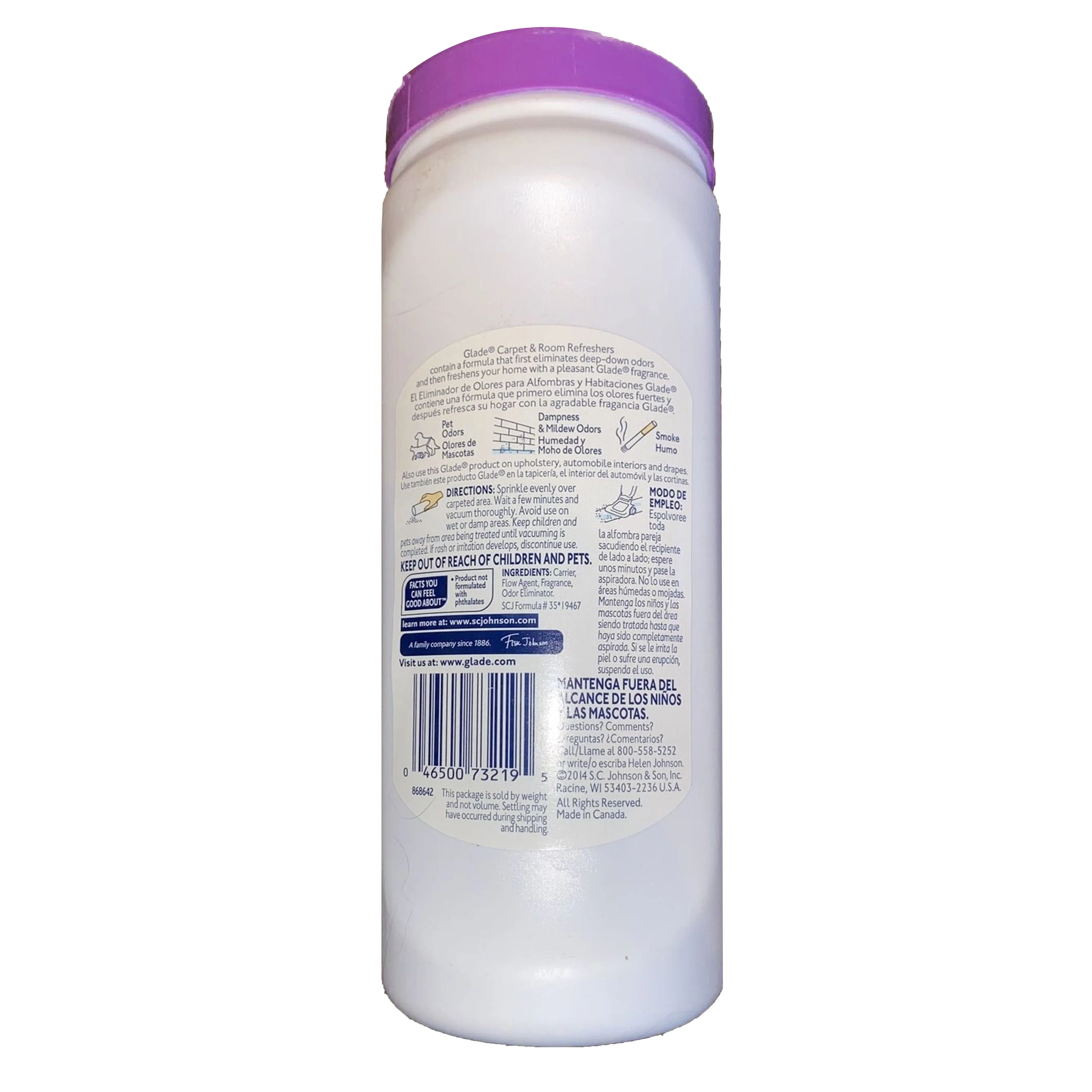 2 Pc Glade Carpet & Room Odor Eliminator Powder Freshener Lavender Peach Blossom