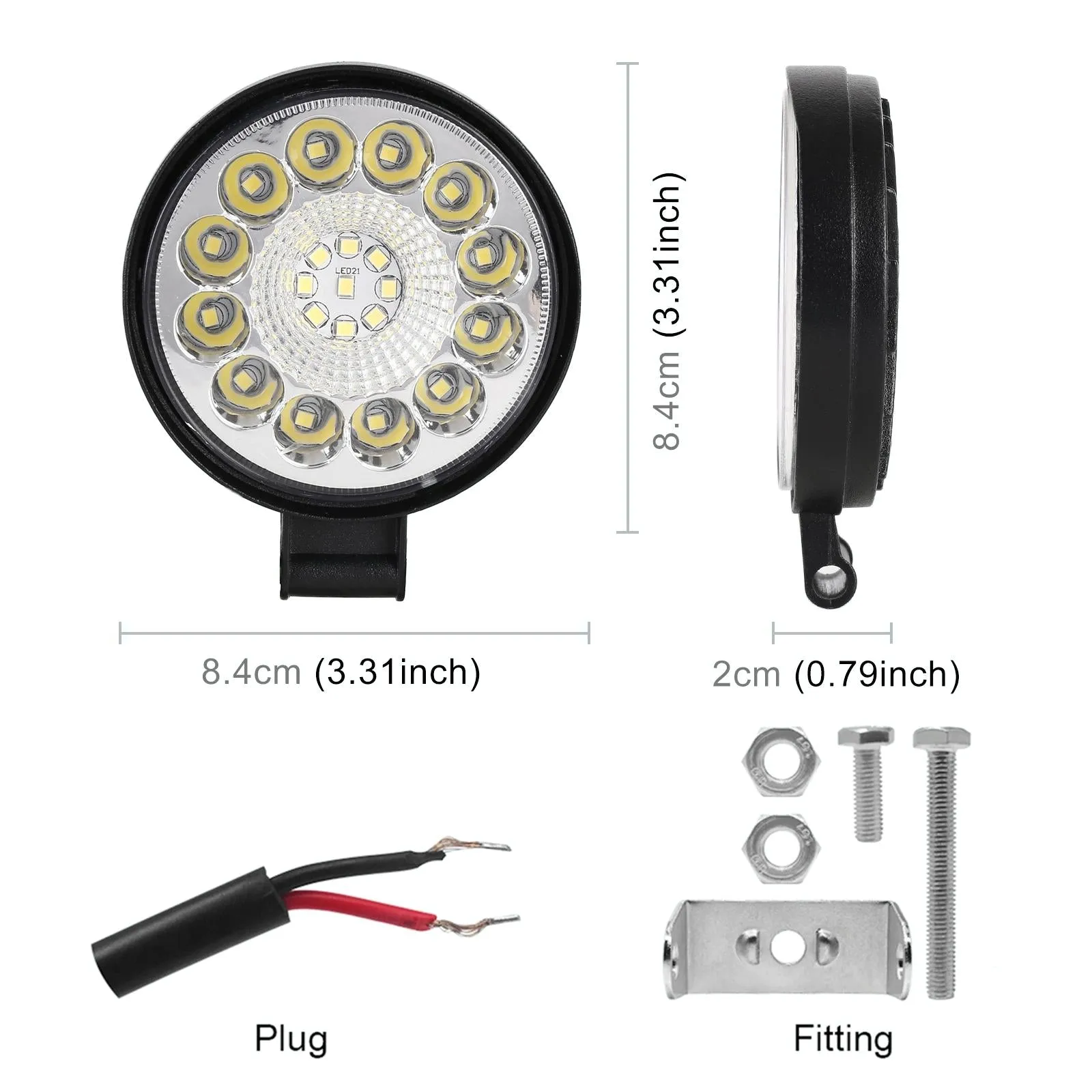 21 LED Round Work Light | SMD-2835 Lamp Beads | Car & Truck