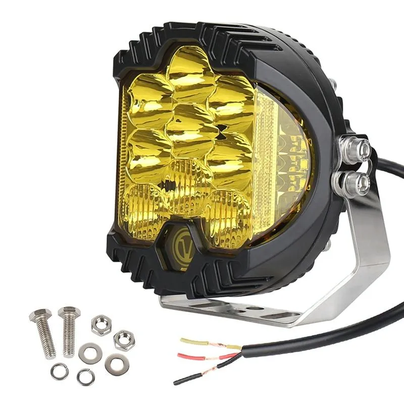 5" LED Work Light | DC 12V-30V | 5000LM | 6500K | 50W | Three-Sided Headlight | Jeep Wrangler | Gold Light