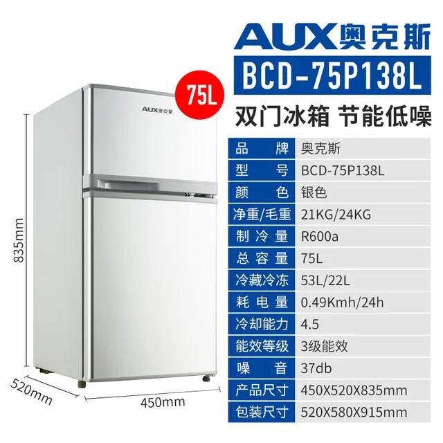 75L Large capacity Home Refrigerator Deep freezer Double door Energy saving Refrigeration Cold Storage Freezing Refrigerator