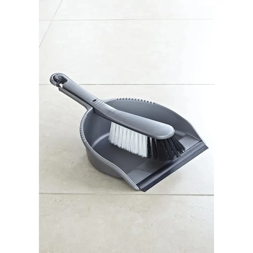 Addis Soft Dustpan Set - Brush and Pan in Metallic Grey