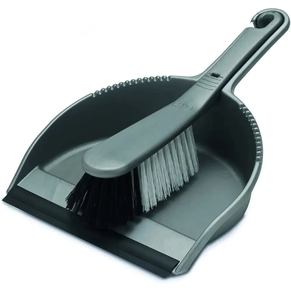 Addis Soft Dustpan Set - Brush and Pan in Metallic Grey