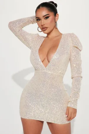 After Hours Sequin Mini Dress - Cream