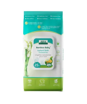 Aleva Naturals Bamboo Baby Instant Bath Towelettes - 25 Pack