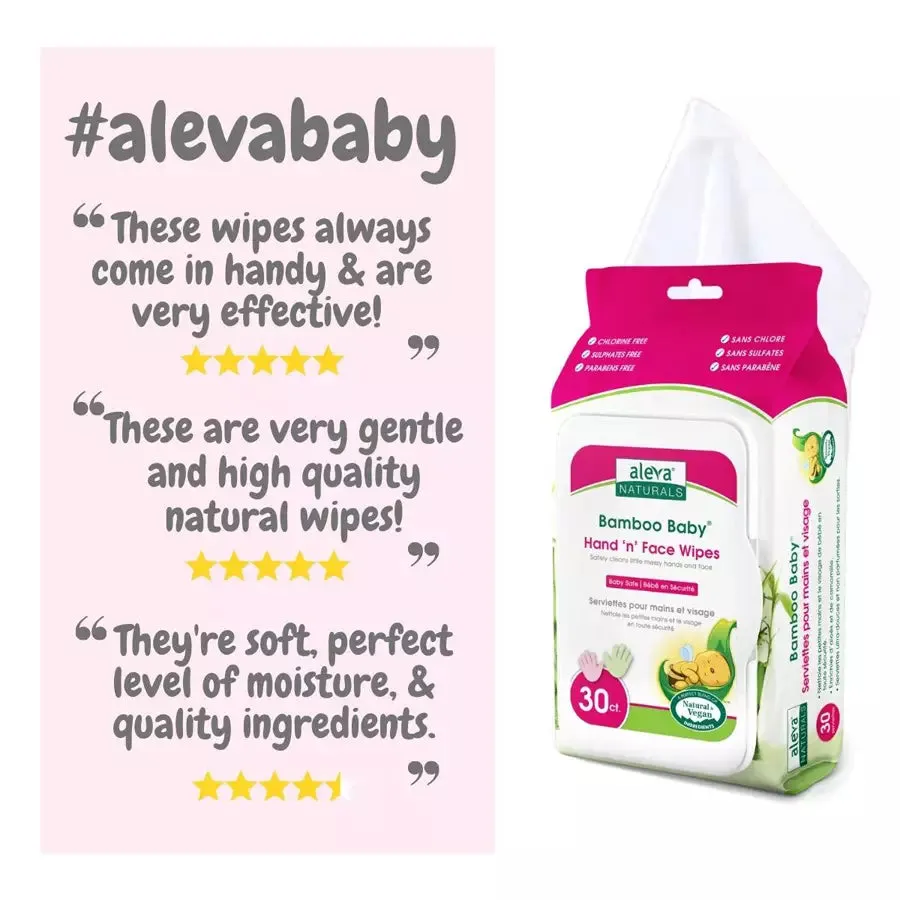 Aleva Naturals Bamboo Baby Specialty Hand 'N' Face Wipes - 30Pcs