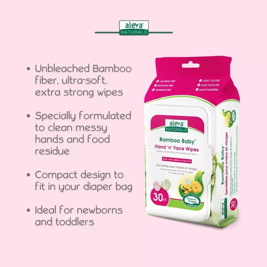 Aleva Naturals Bamboo Baby Specialty Hand 'N' Face Wipes - 30Pcs