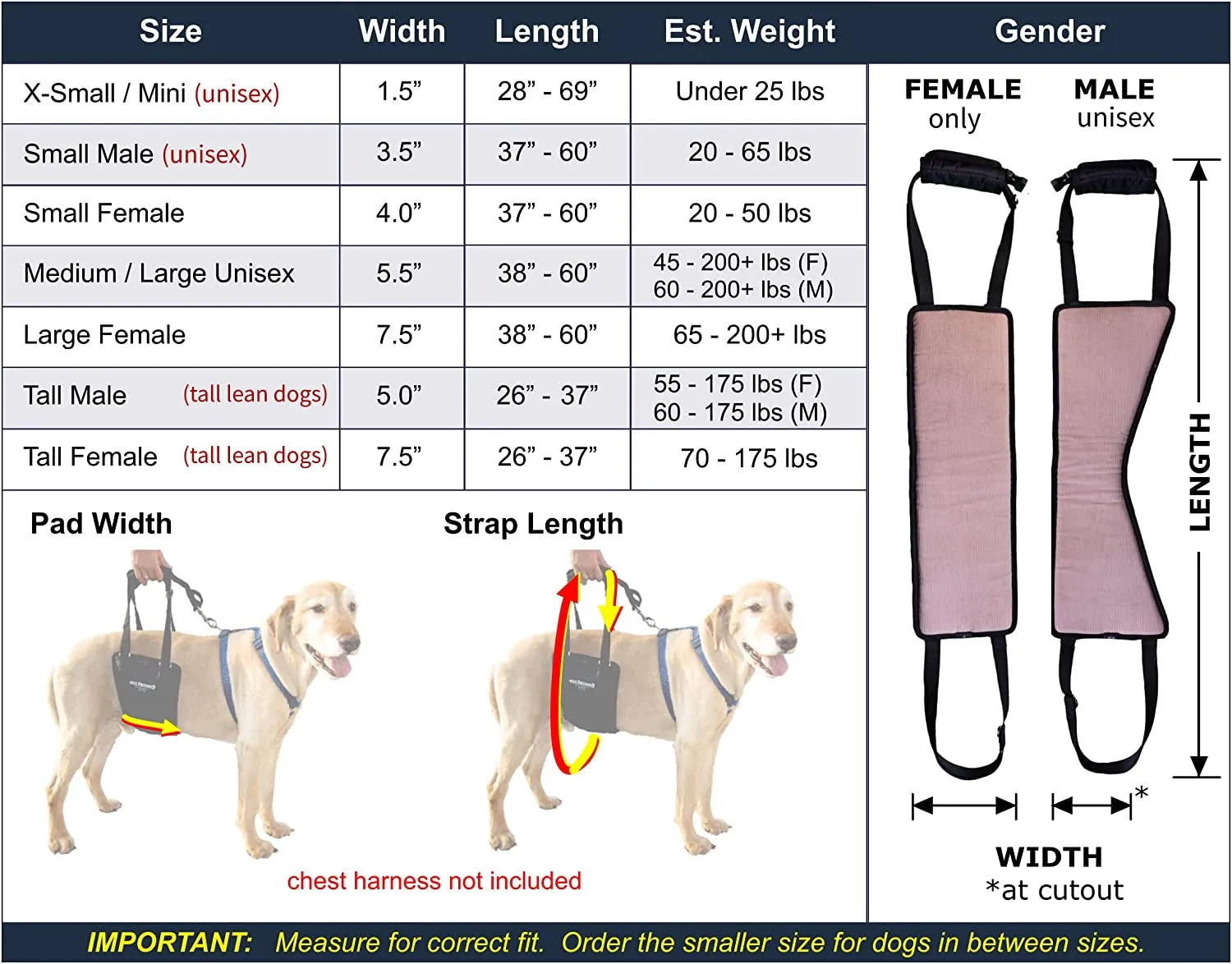 Dog Sling Support Harness