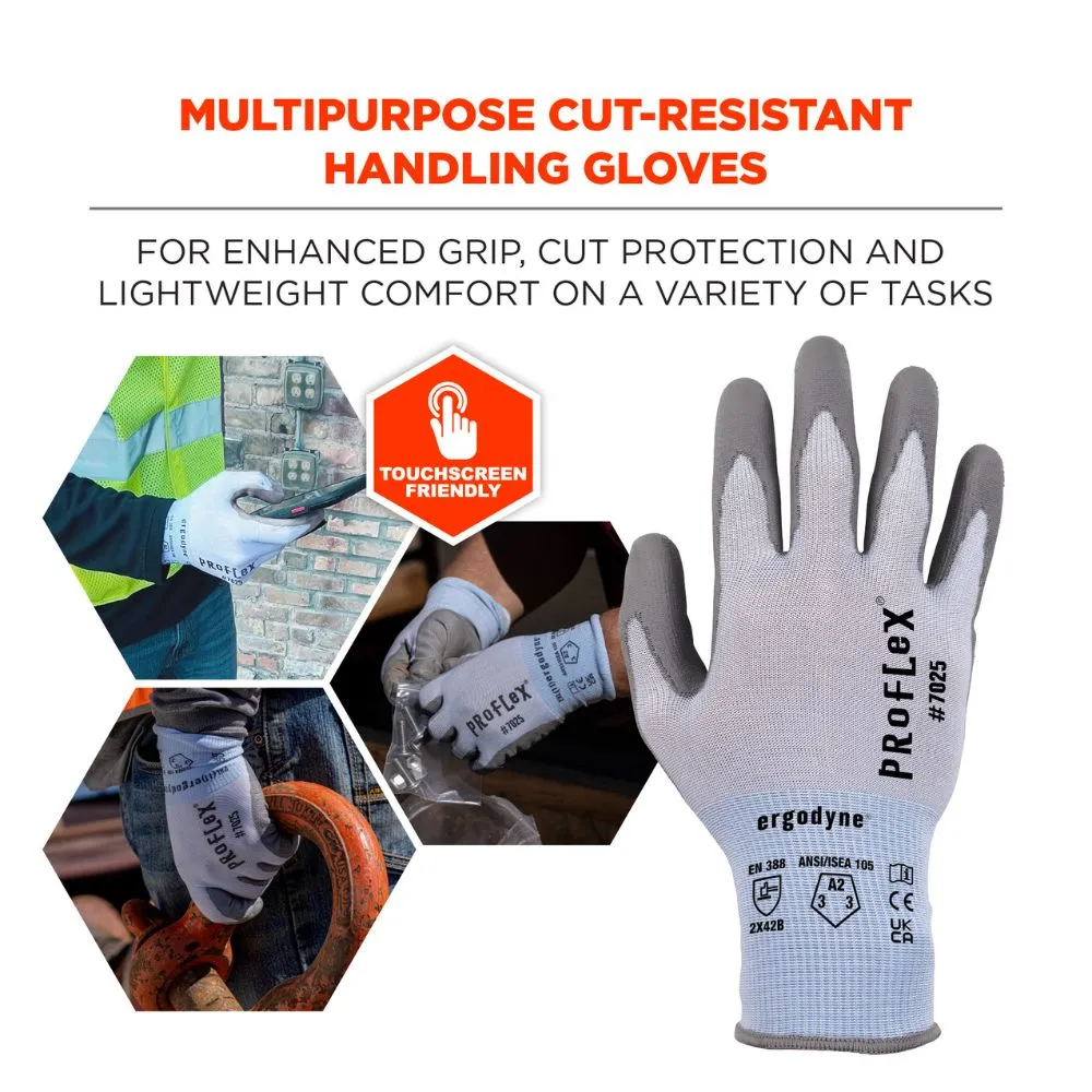 Ergodyne 10433 #7025 1-pair M Blue ANSI A2 PU Coated CR Gloves
