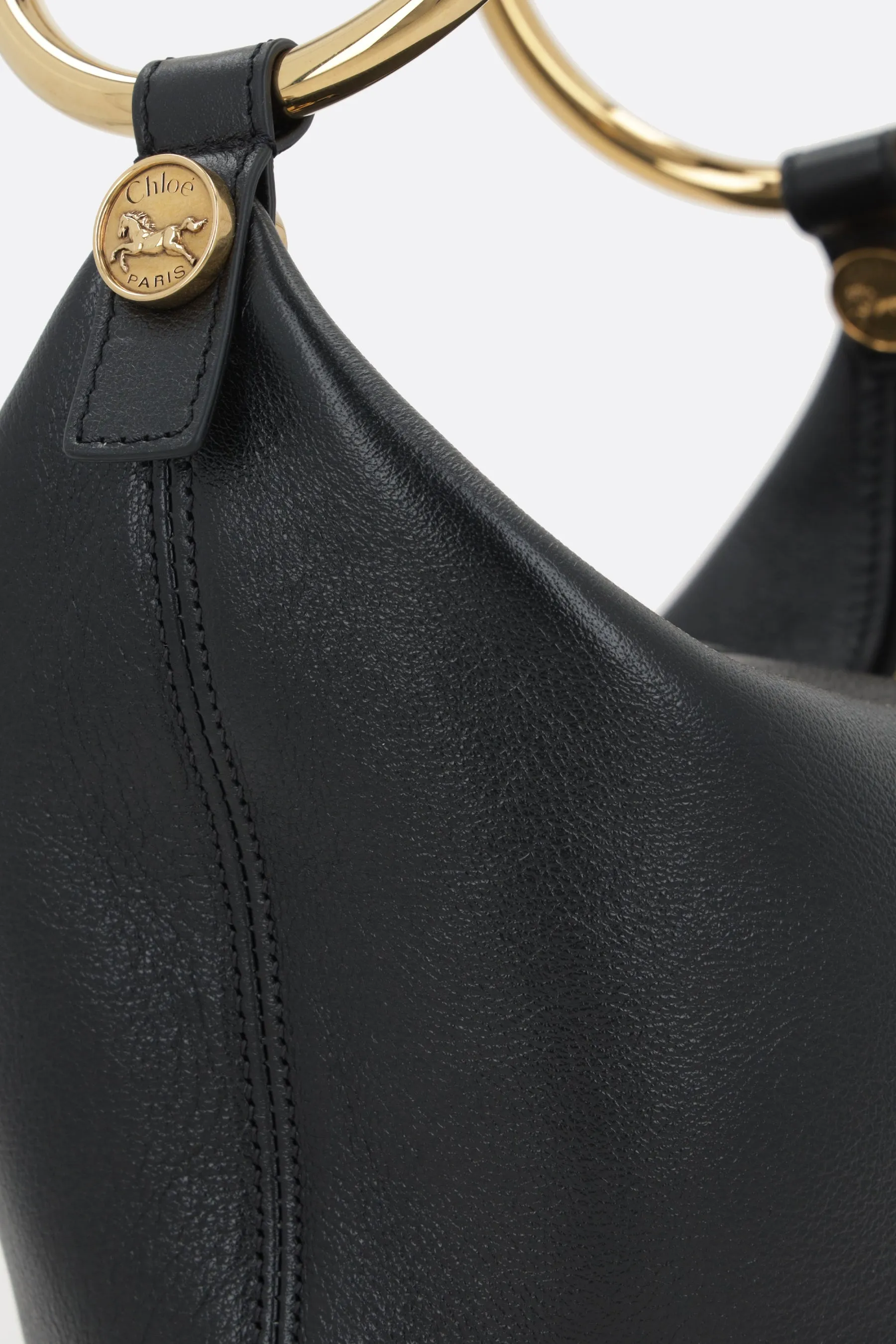 Grained Leather Bracelet Handbag