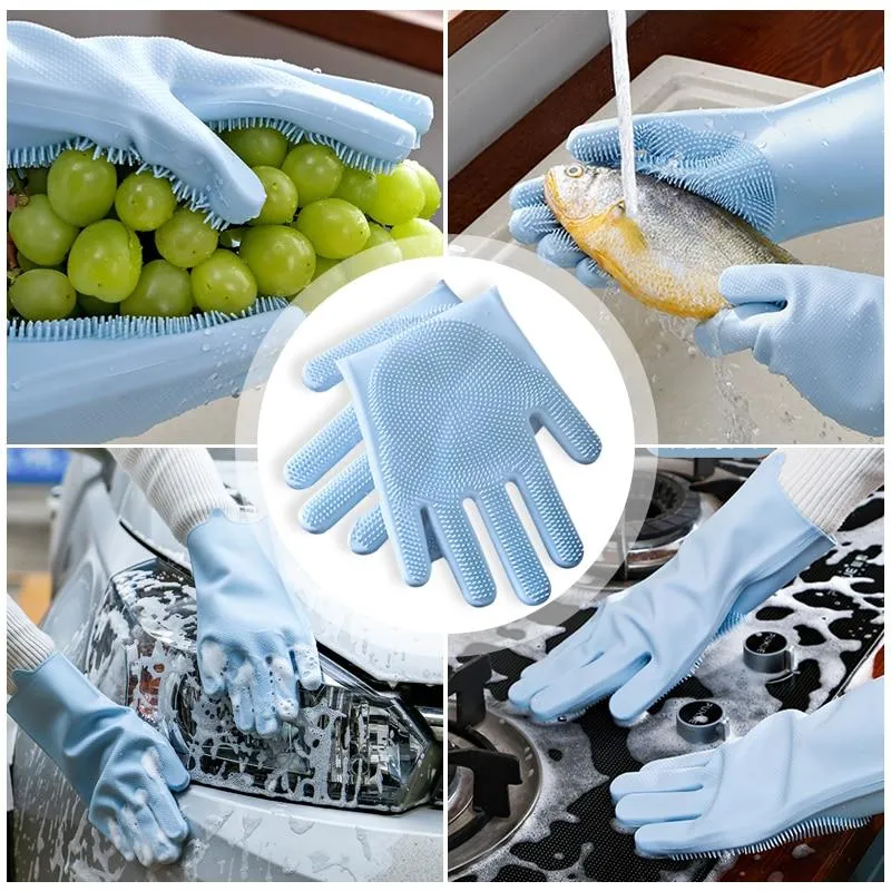 Magic Silicone Multi Purpose Washing 1Pair Gloves