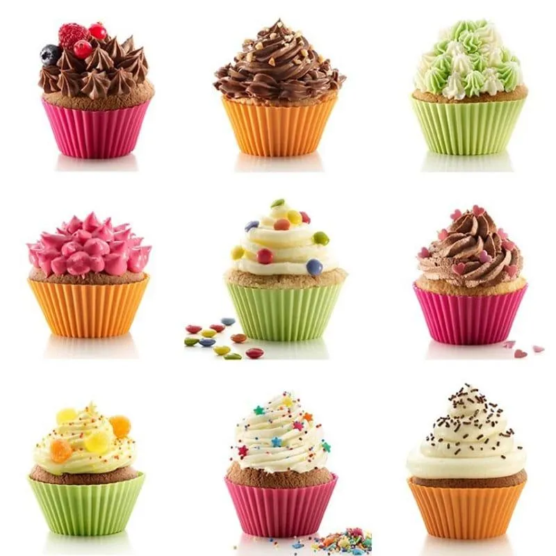 Reusable Round Shaped Eco-Friendly Silicone Cupcake Molds Set