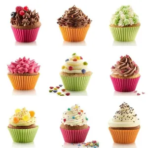Reusable Round Shaped Eco-Friendly Silicone Cupcake Molds Set