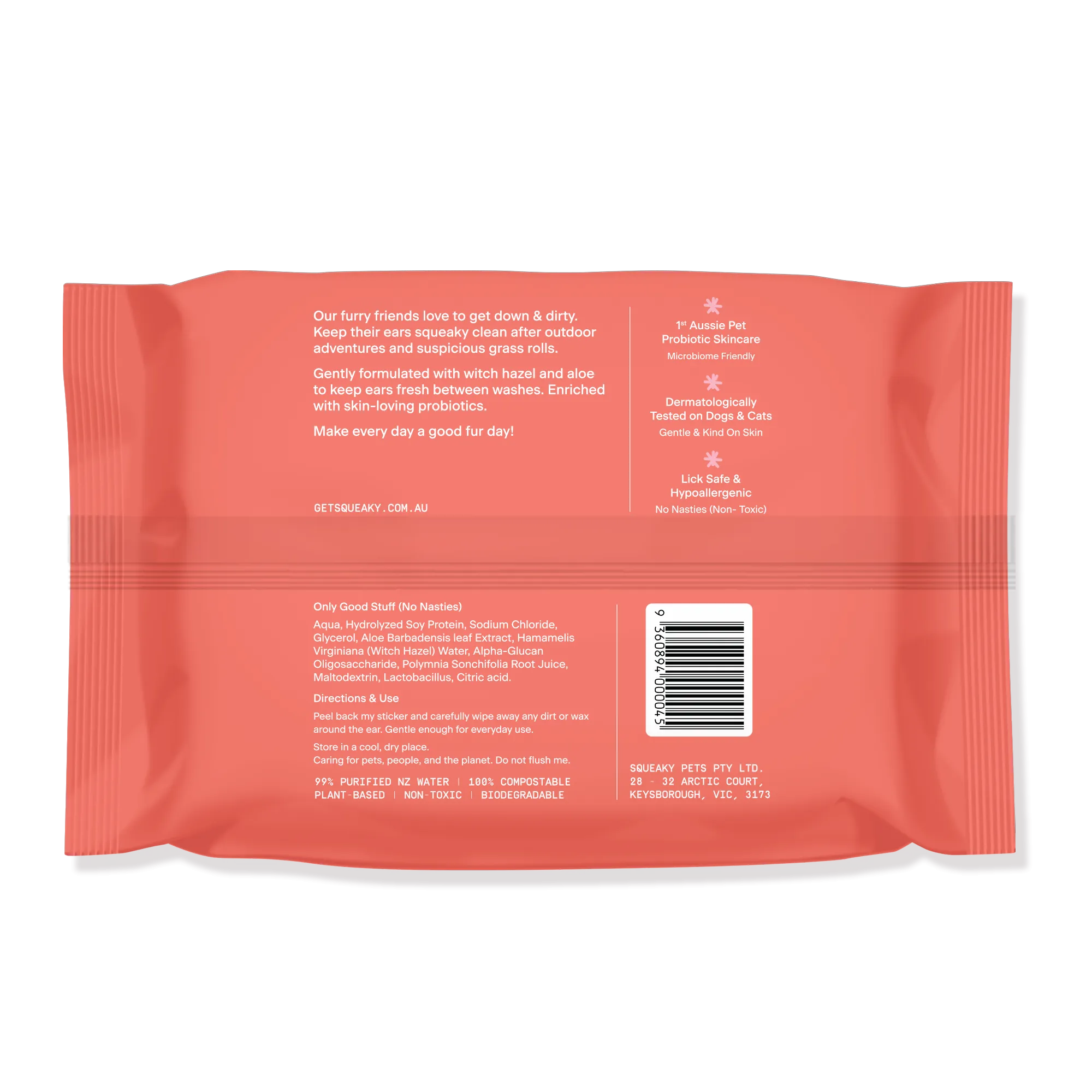 Squeaky Pet Probiotic Pet Ear Wipes 20pk