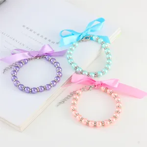 Striped Fashion Pearl Necklace Pet Collar