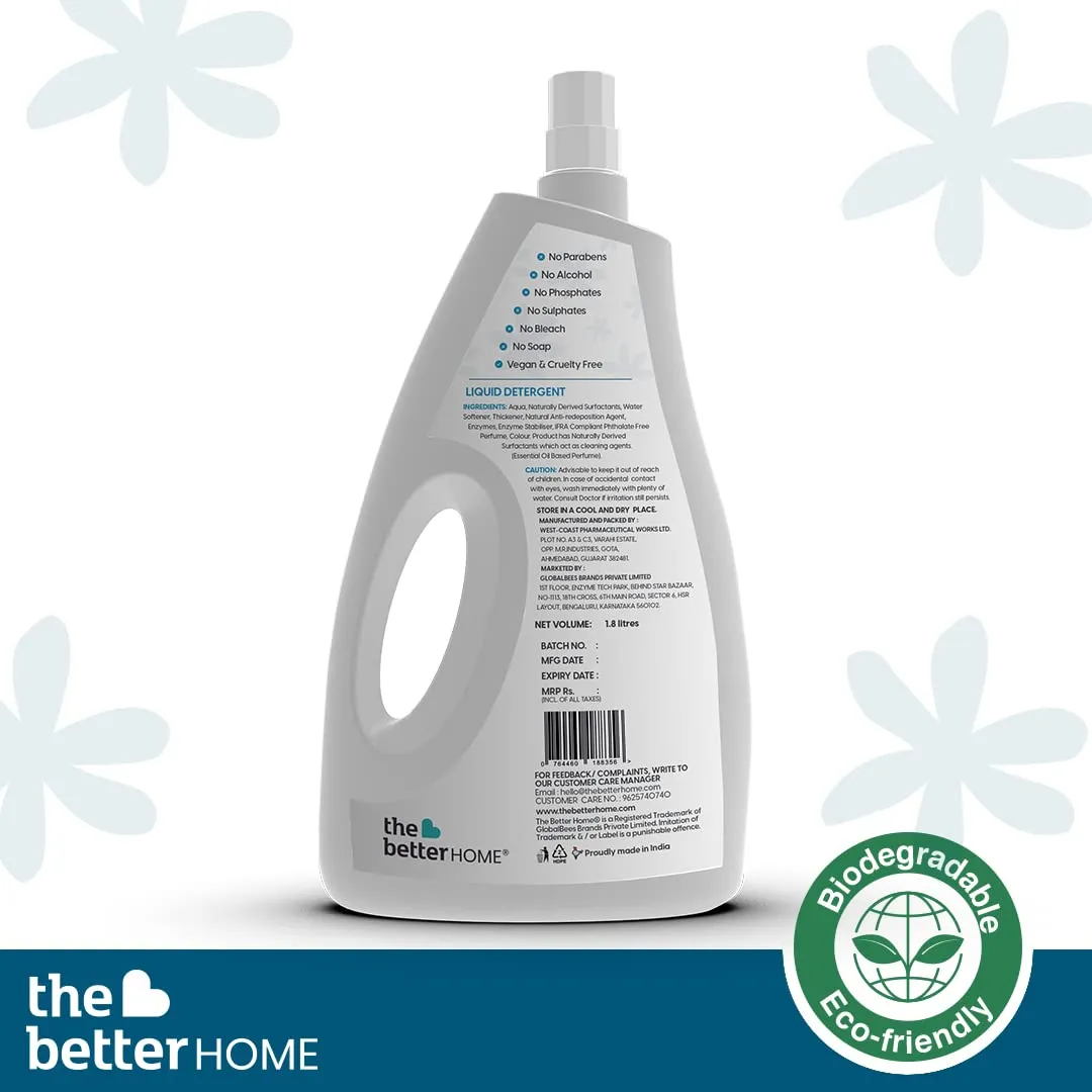 The Better Home Laundry Liquid Detergent & Re-fill Pouch | Eco-Friendly, Non-Toxic, Non Corrosive| |Odour-Free| Baby Safe & Pet Safe | Skin Friendly | Pack of 2 (500 ml each)