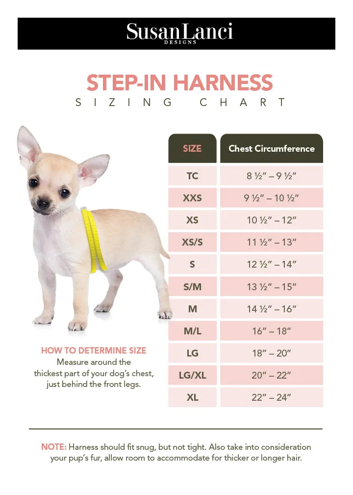 ultra-suede step in harness with bow - white