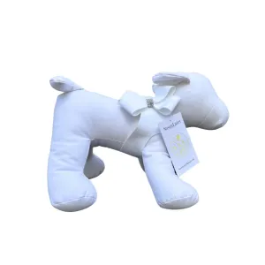 ultra-suede step in harness with bow - white