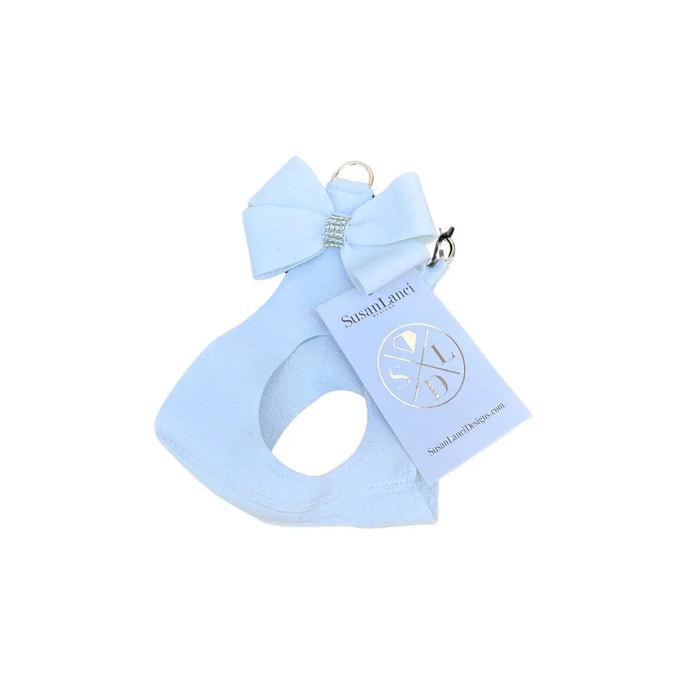 ultra-suede step in harness with bow - white