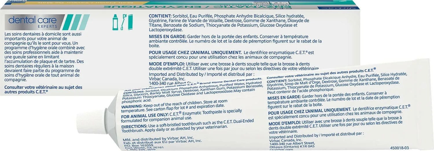 Virbac C.E.T. Enzymatic Toothpaste for Dogs & Cats, 2.5 oz - Malt Flavor