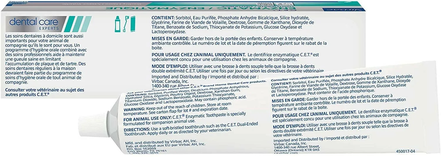 Virbac C.E.T. Enzymatic Toothpaste for Dogs & Cats, 2.5 oz - Poultry Flavor