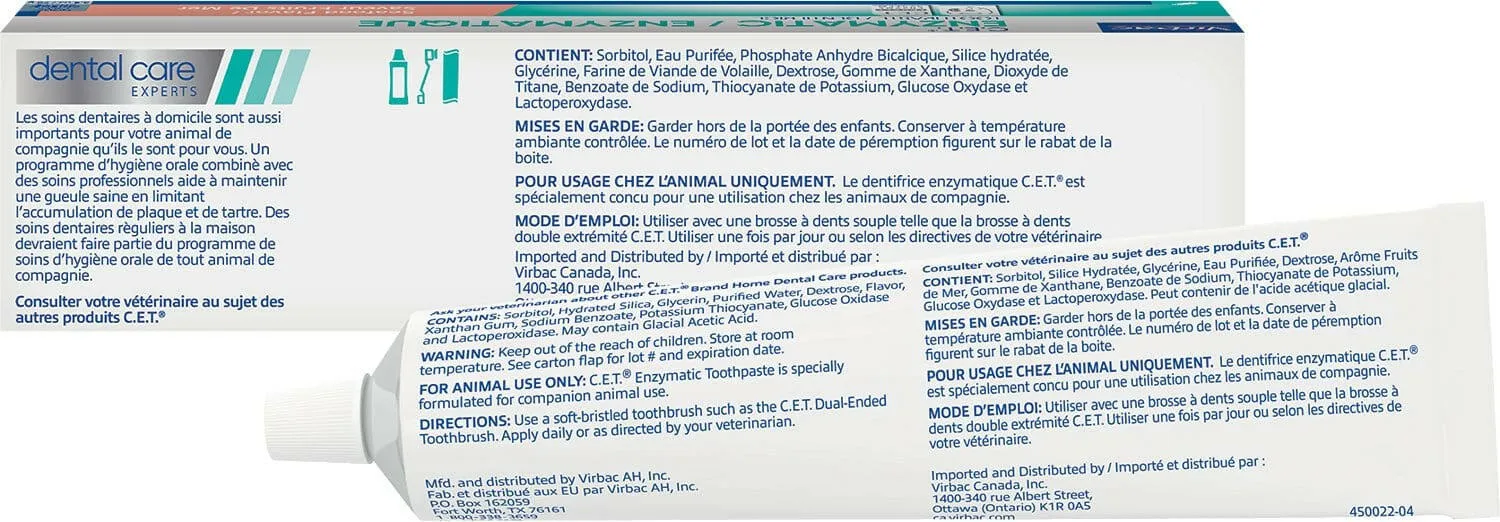 Virbac C.E.T. Enzymatic Toothpaste for Dogs & Cats, 2.5 oz - Seafood Flavor