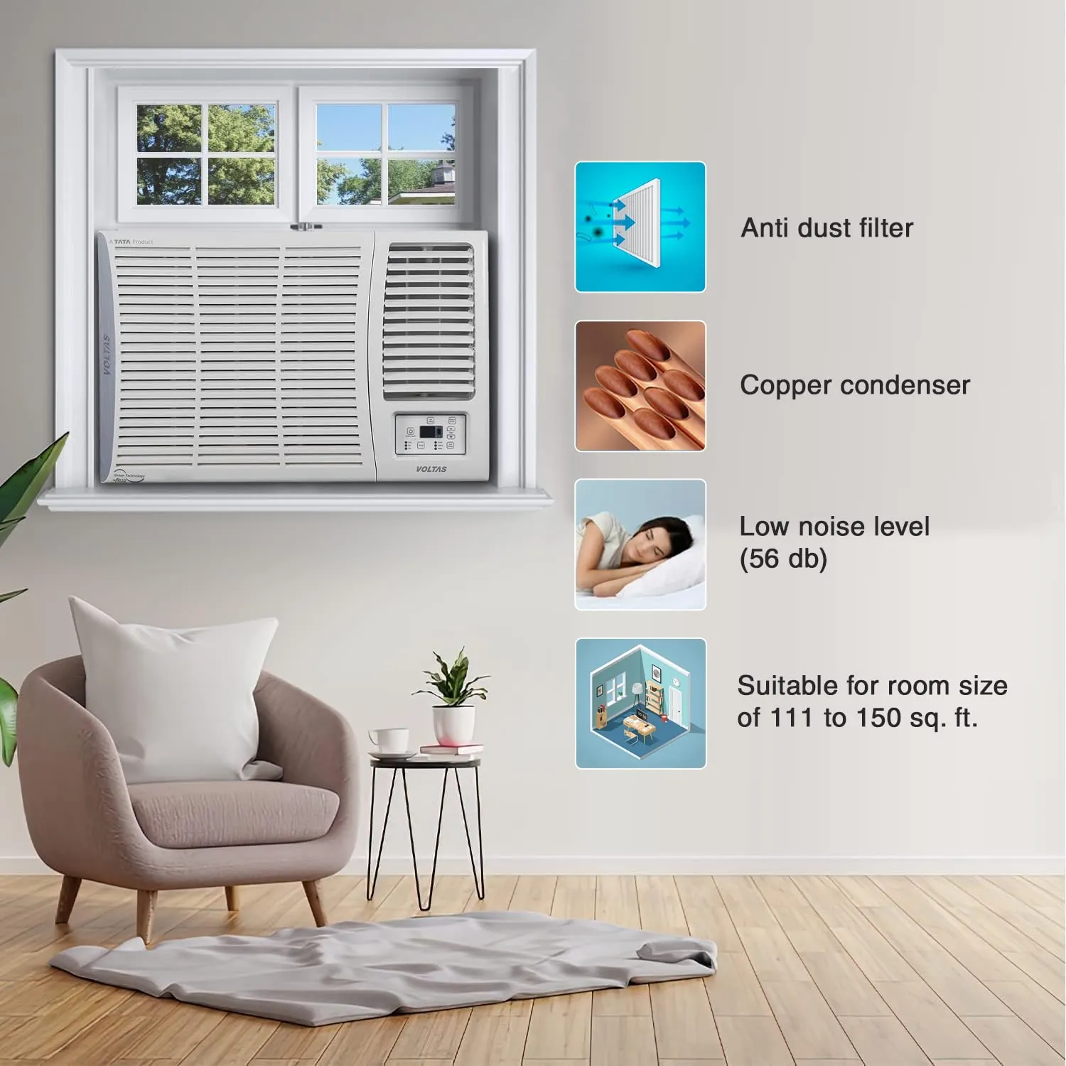 Voltas 183V Vertis Elite Marvel 1.5 Ton 3 Star Inverter Window AC