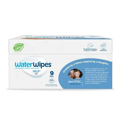 WaterWipes Plastic-Free Original Unscented 99.9% Water Based Baby Wipes - 540ct