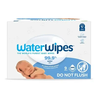 WaterWipes Plastic-Free Original Unscented 99.9% Water Based Baby Wipes - 540ct